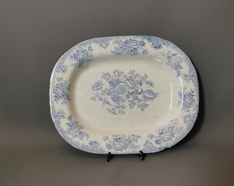 Antique blue and white meat plate, serving platter