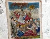 Antique Berlin woolwork tapestry, Jesus preaching