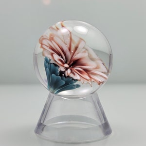 Glass Flower Implosion Marble. One-of-a-Kind Handblown Glass Art.