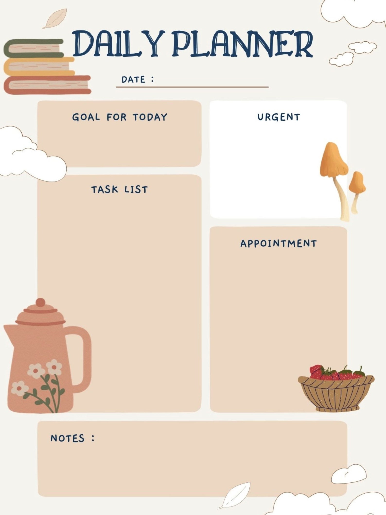 Cottagecore Daily Planner Aesthetic Planner Editable Daily Etsy Canada