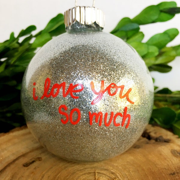 Silver I love you so much Ornament | Austin Ornament | Austin i love you wall | Austin souvenir | Round Glass Ornament | Austin mural
