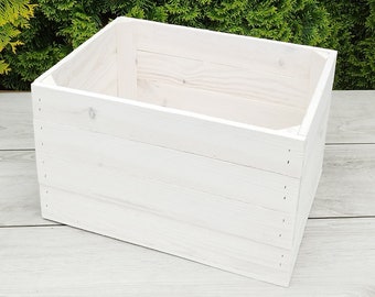 Wooden White Crate, Set Of Storage Crates, Vintage Boxes, Medium Size, Modern look