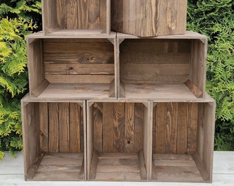 Solid Wooden Dark Wood Crates, Set Of Storage Box, Display Stand, Boxes Are Ready To Use