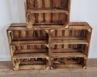 Wooden Shelves Crates, Home Decor, DVDs, Blu-ray or Mugs Storage Solution, Kitchen Boxes