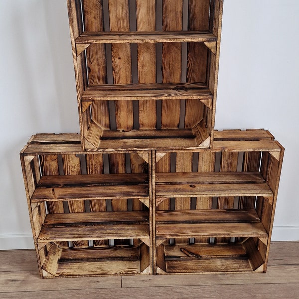 Wooden Shelves Crates, Home Decor, DVDs, Blu-ray or Mugs Storage Solution, Kitchen Boxes