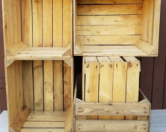 Rustic Style 6 wooden crates fruit apple boxes vintage home decor Cleaned