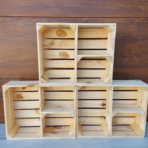 1,2,3,4 Solid&Strong Storage Wooden Crates Fruit Storage Box Shelf Decor - Clean -Natural, Burn Effect -Record Crates (Burnt Effect Long, 2 - View #5