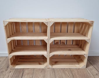 Wooden crates with 2 shelves, Durable Shoe Racks, 50x40x30 cm, Storage Solution, Boxes for Decor