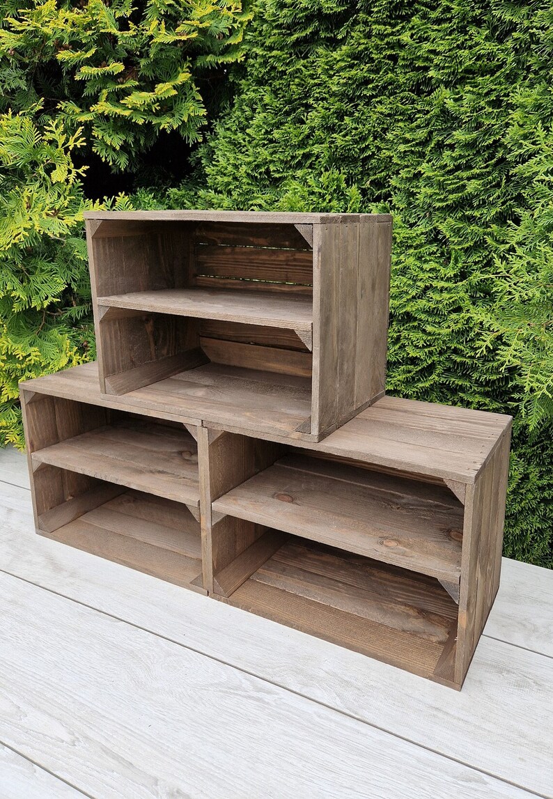 Solid Wooden Dark Wood Crates, Set Of Storage Box, Display Stand, Boxes Are Ready To Use 画像 8
