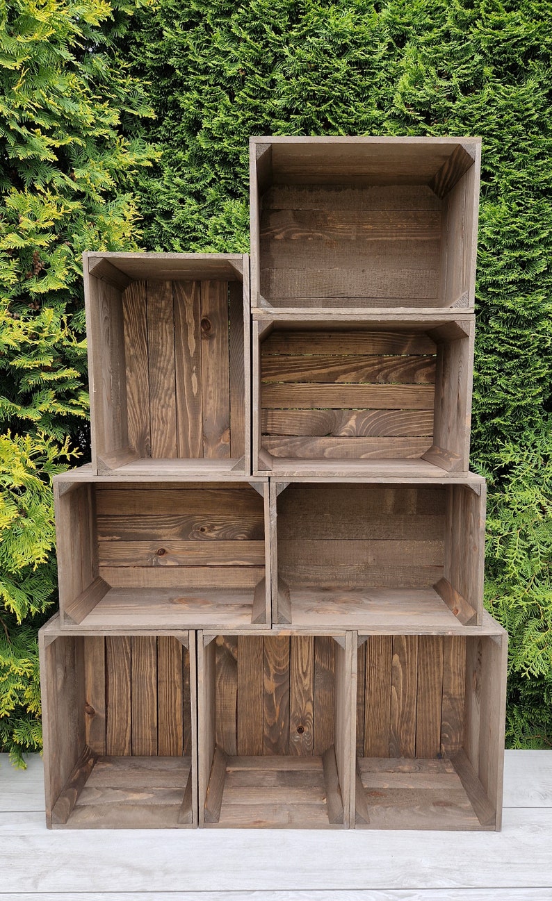 Solid Wooden Dark Wood Crates, Set Of Storage Box, Display Stand, Boxes Are Ready To Use 画像 4