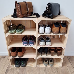 Storage Wooden Crates 75x40x30 cm Garage Storage Box Natural Or Burnt Effect Wooden Shoe Crates With Shelf 4 short/ natural