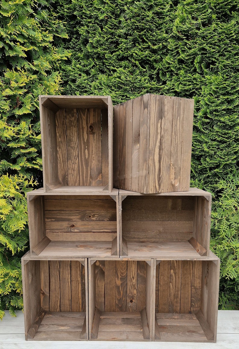 Solid Wooden Dark Wood Crates, Set Of Storage Box, Display Stand, Boxes Are Ready To Use 画像 1