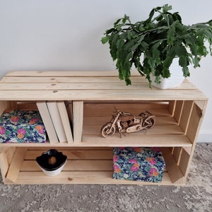 Storage Wooden Crates 75x40x30 cm Garage Storage Box Natural Or Burnt Effect Wooden Shoe Crates With Shelf 1 long/ natural