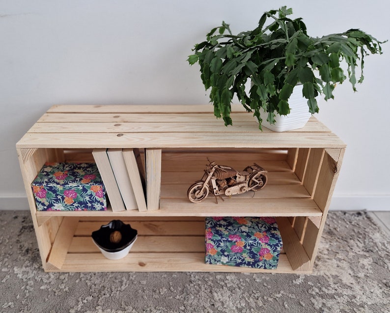 Storage Wooden Crates 75x40x30 cm Garage Storage Box Natural Or Burnt Effect Wooden Shoe Crates With Shelf 1 long/ natural