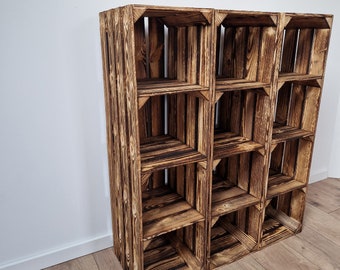 Wooden Bookcases, Rustic and Vintage Wooden Crate Tall Bookshelves Or Shoe Rack, Apple Fruit Crates