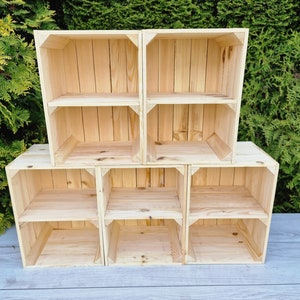 Wooden Crate Shelves, Rustic Stackable Storage, Farmhouse Display Unit