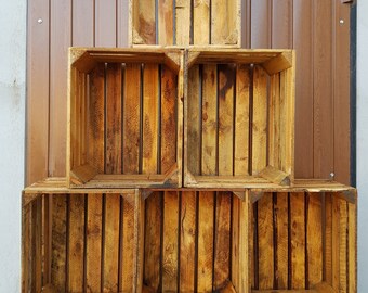 Vintage Home Decor, Set of 6 Cleaned Wooden Crates for Storage and Organisation