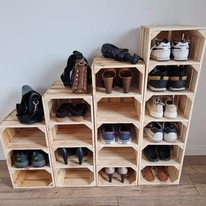 Zapatero rústico de madera – Estantería de caja hecha a mano para guardar cosas en la entrada imagen 16