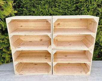 Natural Wooden Crate With Short And Long Shelf For Shoe Storage And Ideal For Display