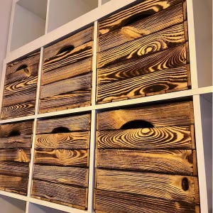 Handmade Pine Wood Crate: Kallax Shelf Insert, Storage Box (33x38x33cm) image 2