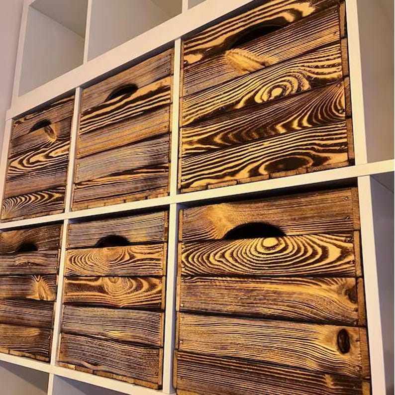 Handmade Pine Wood Crate: Kallax Shelf Insert, Storage Box (33x38x33cm) image 2