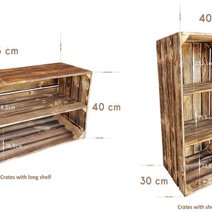 Storage Wooden Crates 75x40x30 cm Garage Storage Box Natural Or Burnt Effect Wooden Shoe Crates With Shelf image 2