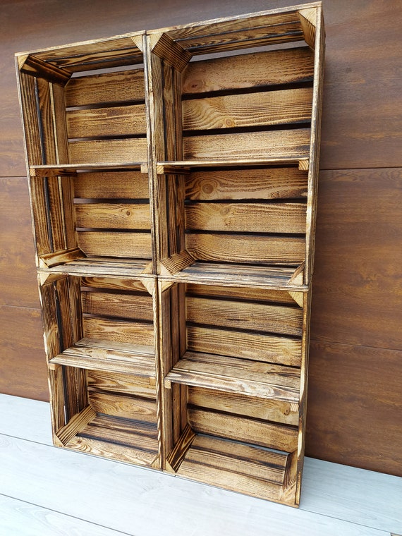 Wooden Crates With Shelf, Solid and Strong Storage Boxes, Home
