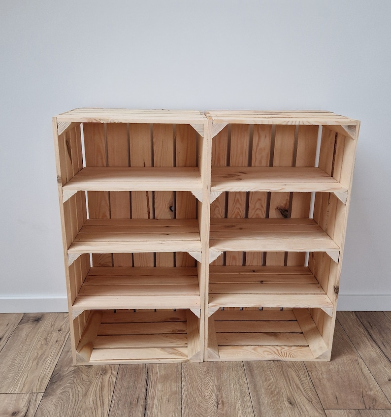 Storage Wooden Crates 75x40x30 cm Garage Storage Box Natural Or Burnt Effect Wooden Shoe Crates With Shelf 3 short/ natural