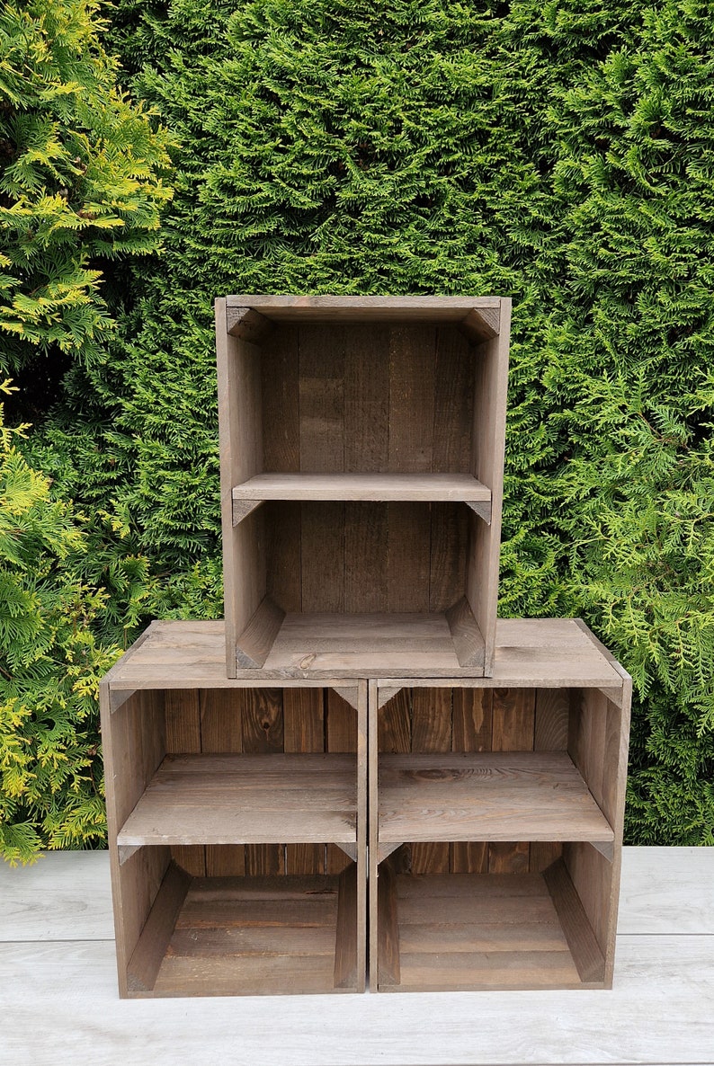 Solid Wooden Dark Wood Crates, Set Of Storage Box, Display Stand, Boxes Are Ready To Use 画像 5