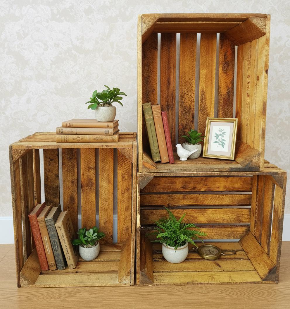 Set of 6 Vintage Wooden Crates – Original Rustic Storage Boxes - Etsy