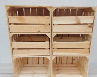 Big and Small Wooden Crates For Storage, Wooden Organization Boxes with shelf, Home Decor, Natural Or Burnt Effect, Wooden Drawer