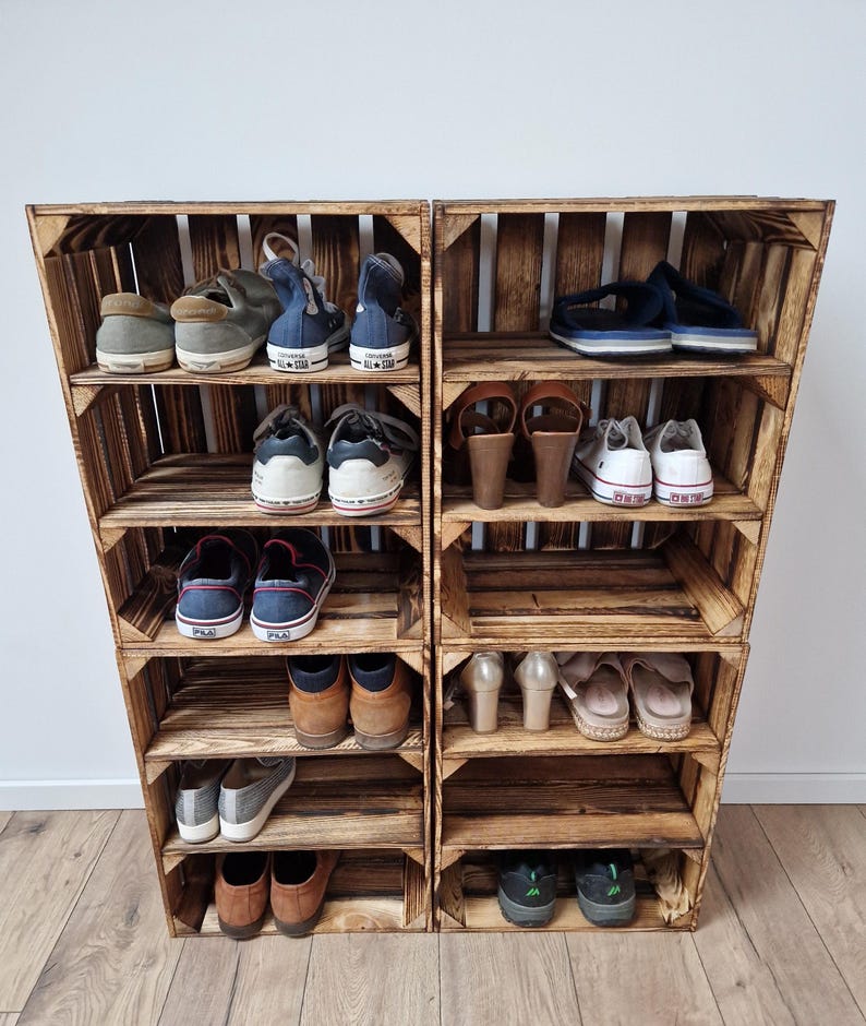 Wooden Crate Shoe Rack Plant Shelf Entryway Storage - Etsy UK
