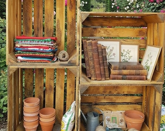 Set of 6 Vintage Wooden Crates: Rustic Home Storage