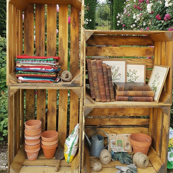 Set of 6 Vintage Wooden Crates: Rustic Home Storage