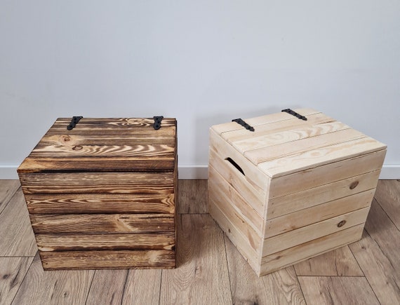 Caisse Bois 30x20x15cm - Effet Brûlé - Rangement Déco - Lot De 4