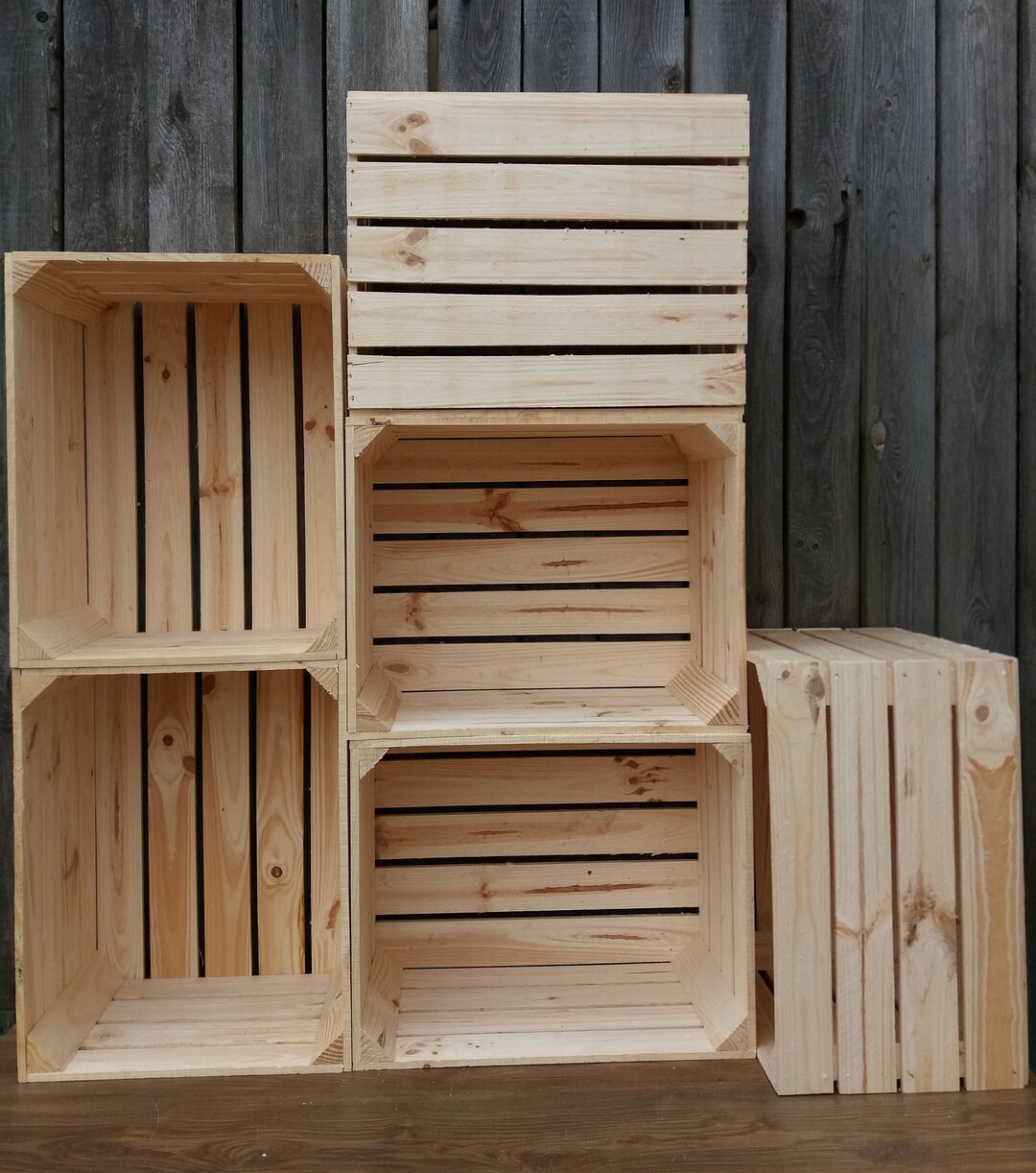 New wooden crates in natural or burnt effect style clean Etsy Italia