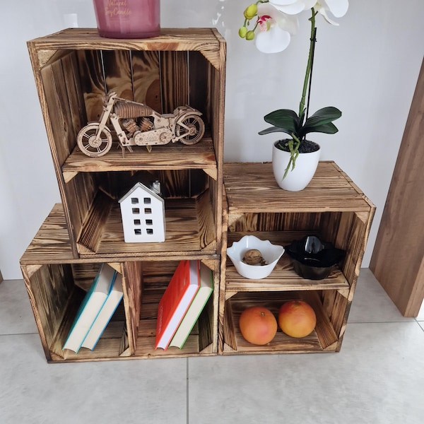 Crate Shelf Storage – Wooden Box with Compartments