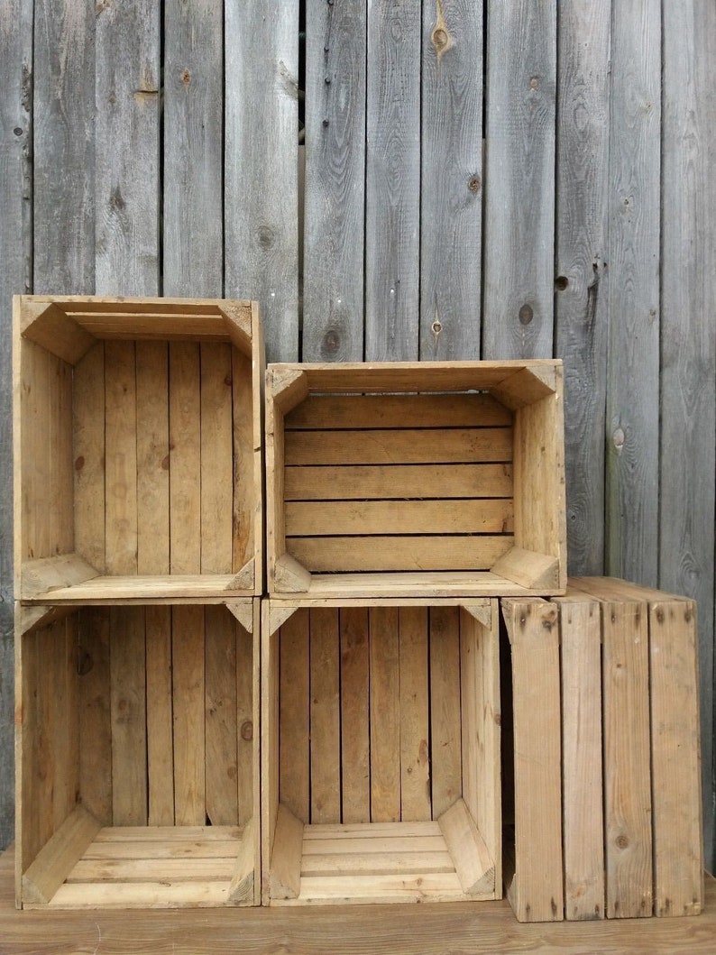 Natural Vintage Old Wooden Crates For Storage in Sets of 1-24 Boxes, Display Stand, Sturdy and Clean image 3