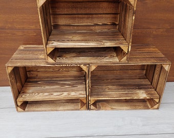 Wooden Crates For Storage, Organisation And Home Decor With Bottom Shelf