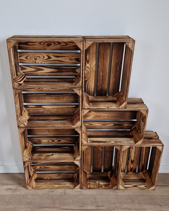 イナウト INOUT Stack BOX High + Cover Wood Wooden Crates, 14.5 X 9.4 X 5.9 Inch, Small Storage Boxes