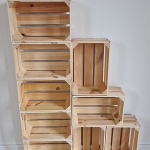 Small Wooden Strong Crates, Natural Or Rustic Finish, Storage Boxes, Made of Pine Wood