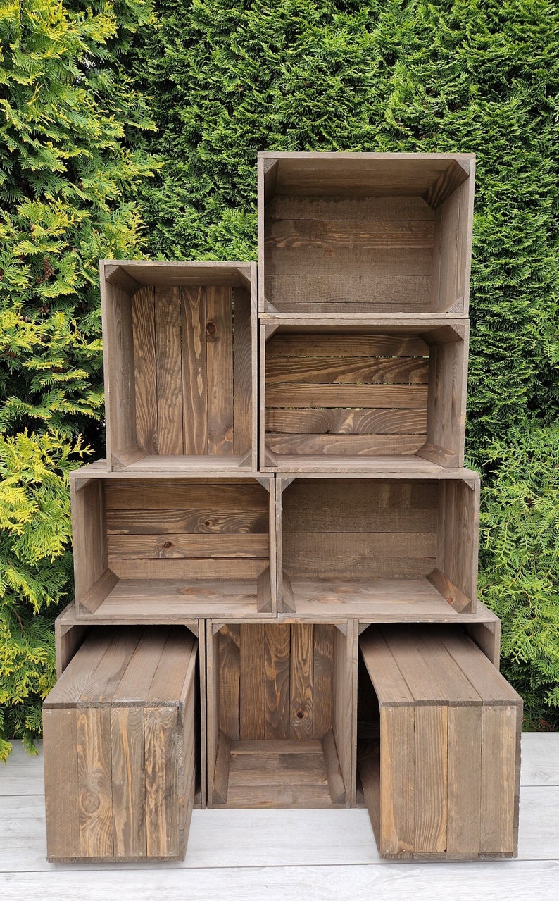 Solid Wooden Dark Wood Crates, Set Of Storage Box, Display Stand, Boxes Are Ready To Use 画像 3