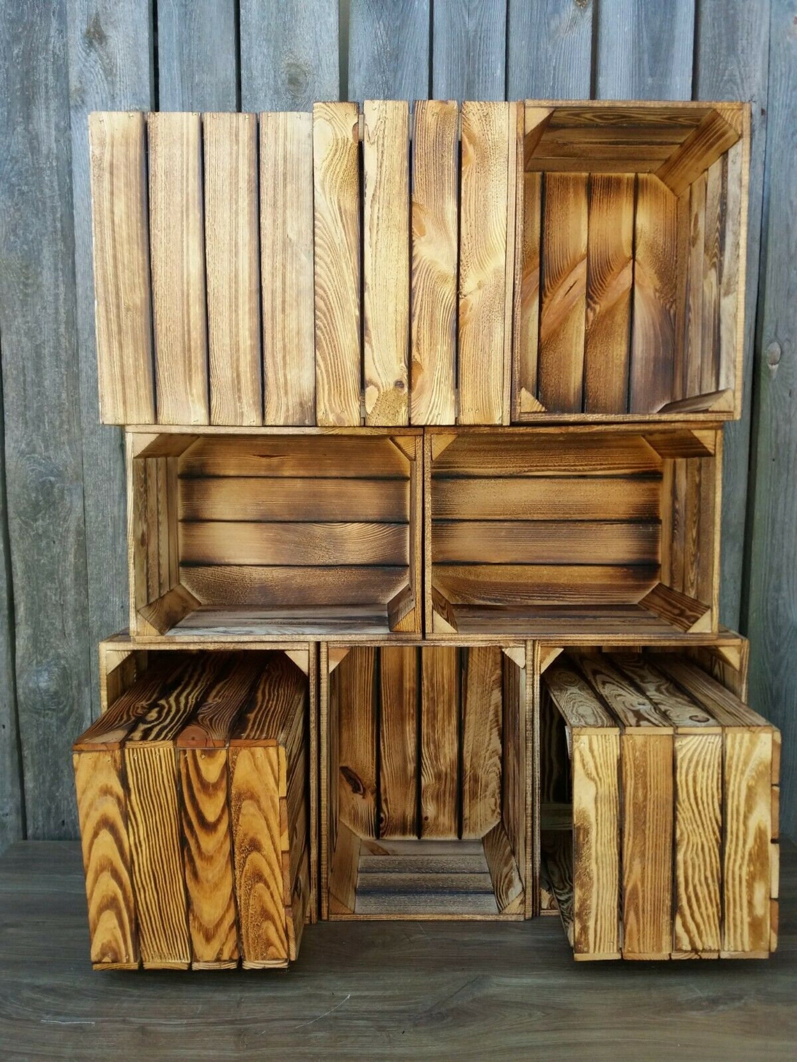 Caisse En Bois Naturel 60x40x20cm - Rangement Fruits, Vin, Légumes - Étagère Rustique - Planche Centrale