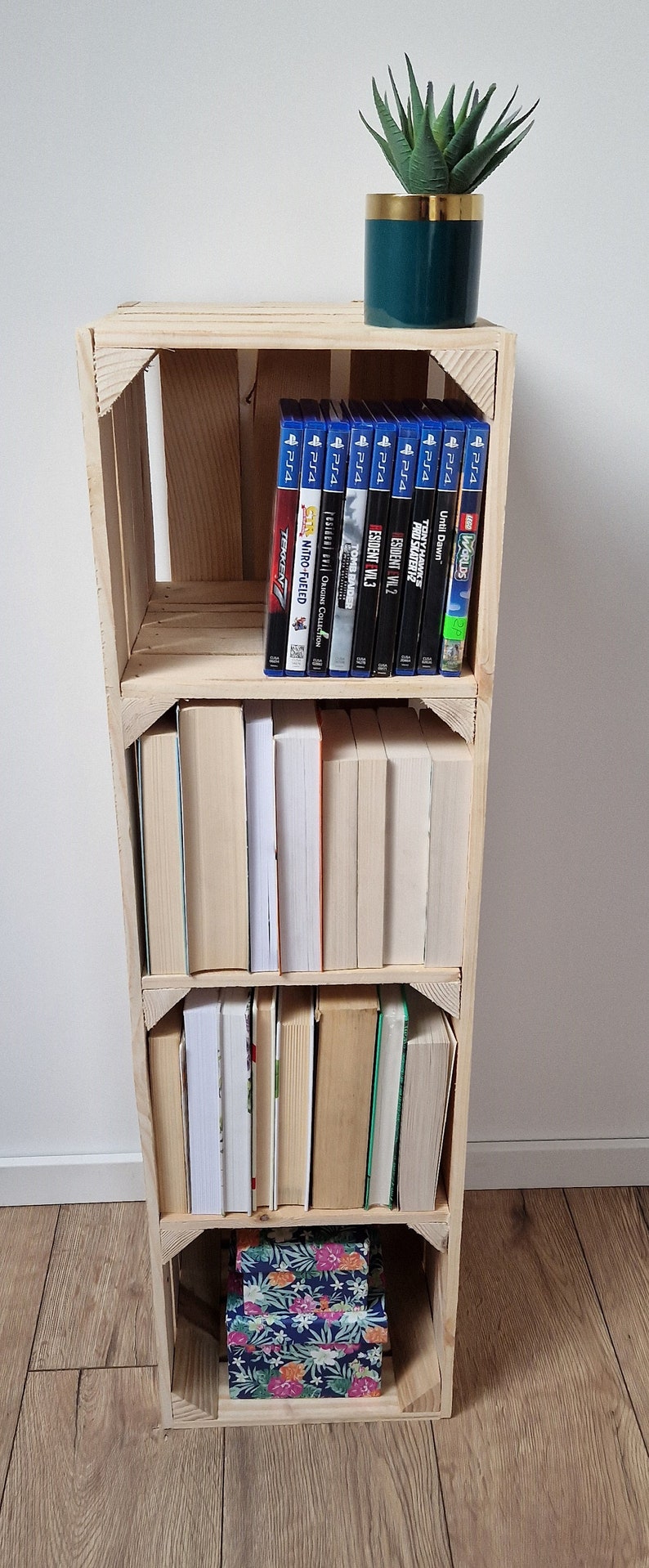 Bookcases Made of Wood, Rustic and Vintage Wooden Crates Tall