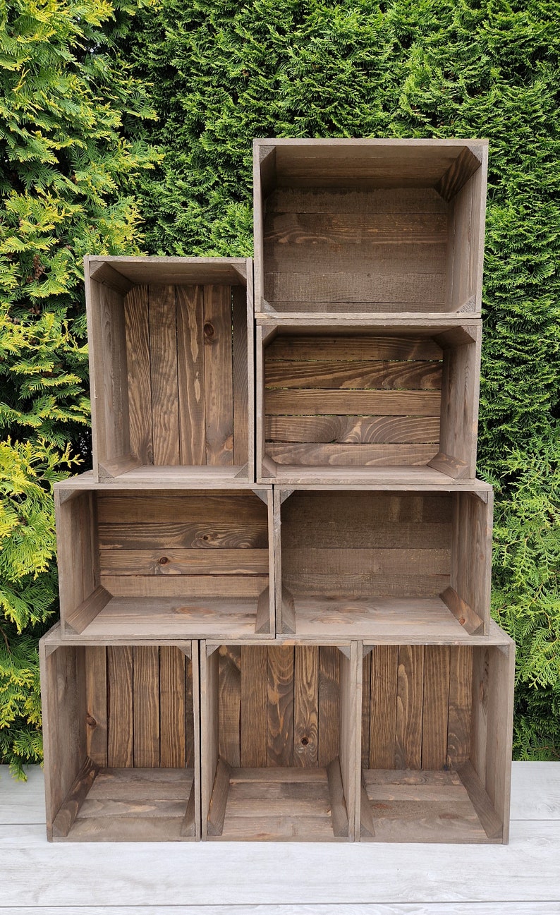 Solid Wooden Dark Wood Crates, Set Of Storage Box, Display Stand, Boxes Are Ready To Use 画像 10