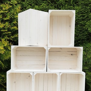 Sturdy Wooden Crates, Strong Storage Boxes In Sets of, Colours, Brown, Graphite, White, Natural, Burnt Effect White