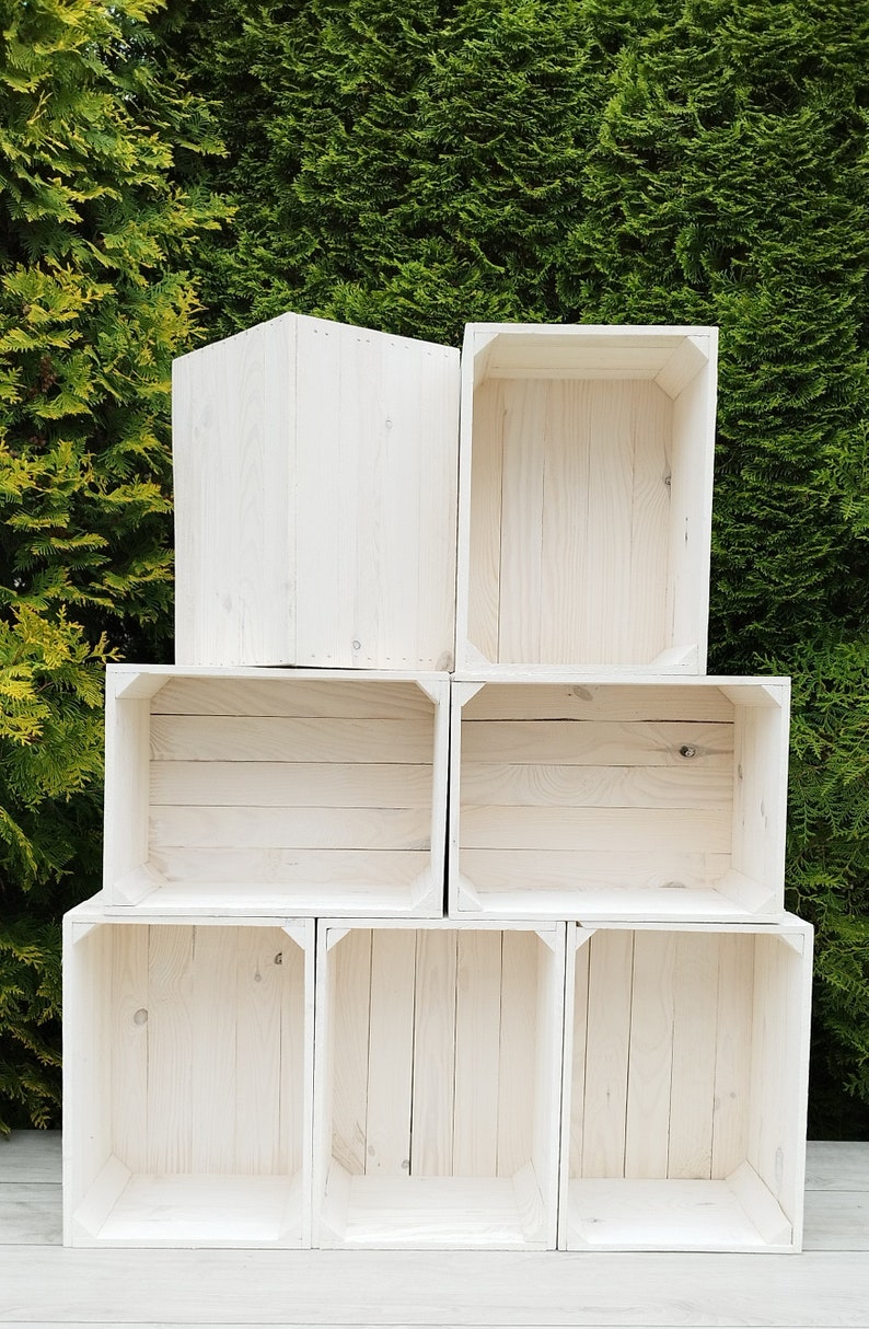 Sturdy Wooden Crates, Strong Storage Boxes In Sets of, Colours, Brown, Graphite, White, Natural, Burnt Effect White