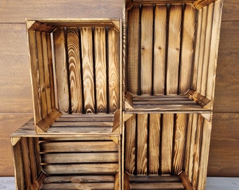 Wooden Crates Natural Or Burnt Effect Style, Clean Boxes, Perfect For Storage, Wooden Shoe Rack Home Decor