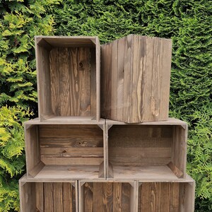 Sturdy Wooden Crates, Strong Storage Boxes In Sets of, Colours, Brown, Graphite, White, Natural, Burnt Effect Brown