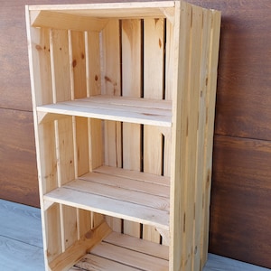 Storage Wooden Crates 75x40x30 cm Garage Storage Box Natural Or Burnt Effect Wooden Shoe Crates With Shelf 2 short/ natural